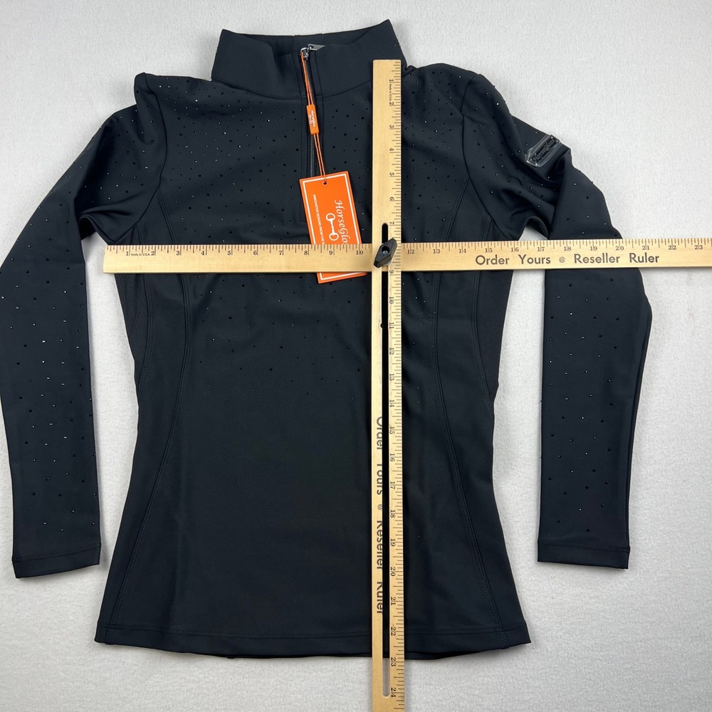 HorseGloss Kylie Base Layer Long Sleeve Black Crystal Equestrian Top Women's S - Picture 5 of 5